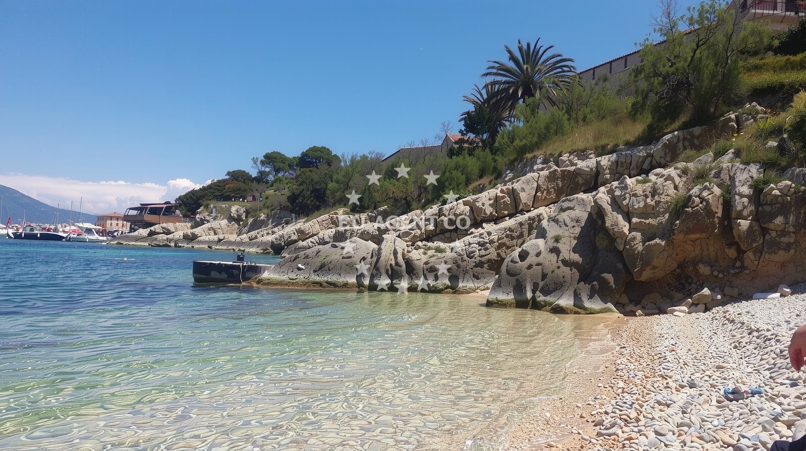 Sandy seabed anchorage on Bisevo Island, Croatia