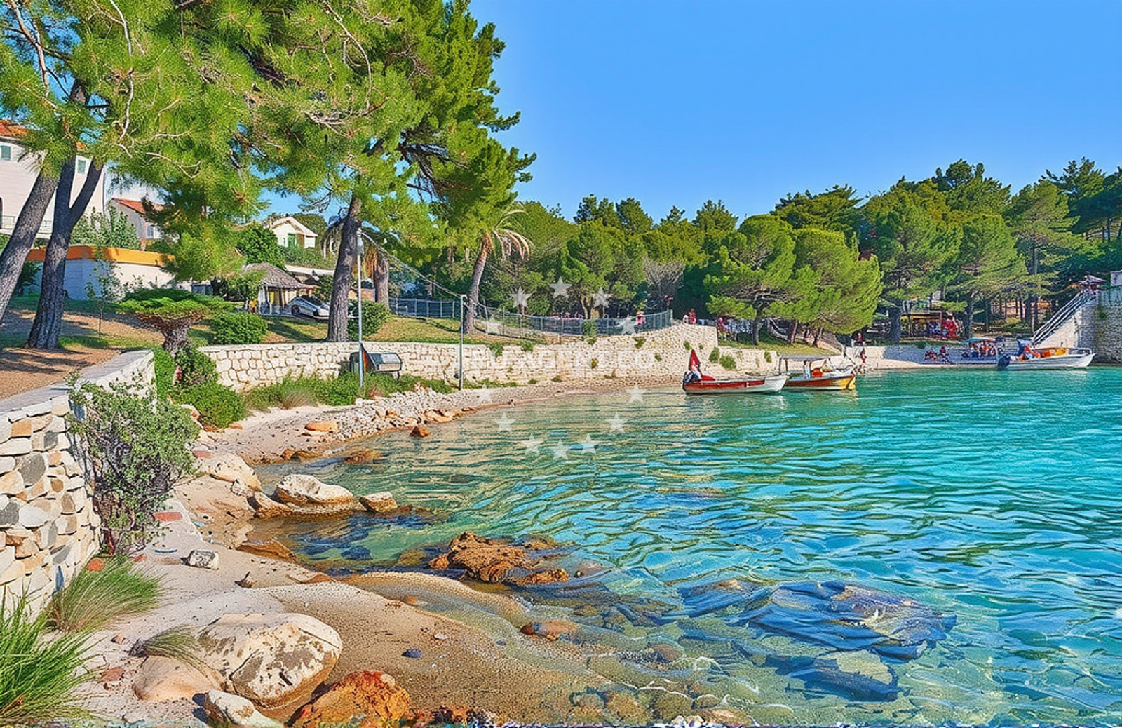 Osibova Beach on the island of Brac, Croatia, near Milna Anchorage