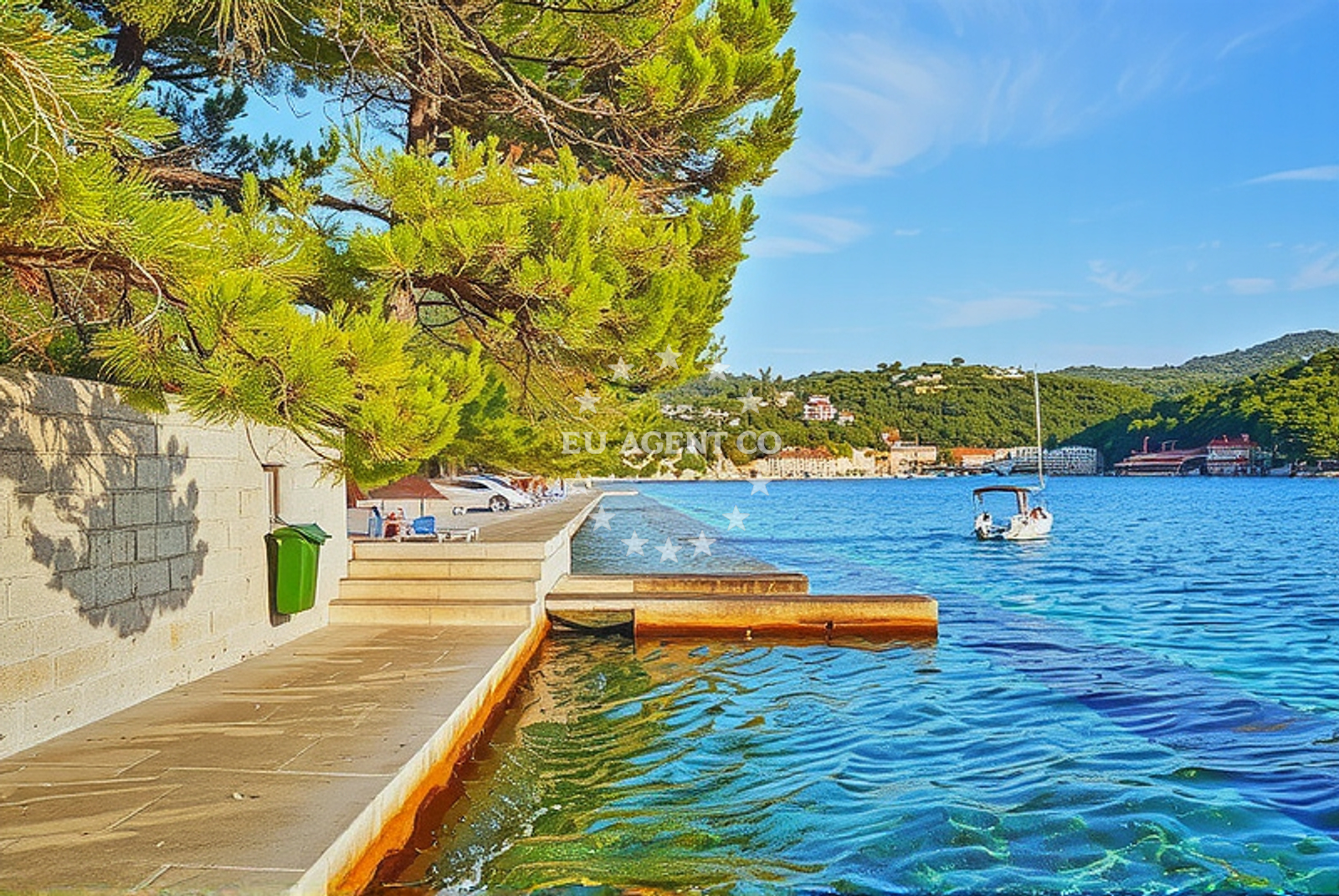 Anchorage in Povlja, Brač, Central Dalmatia, Croatia with nearby Tićja Luka