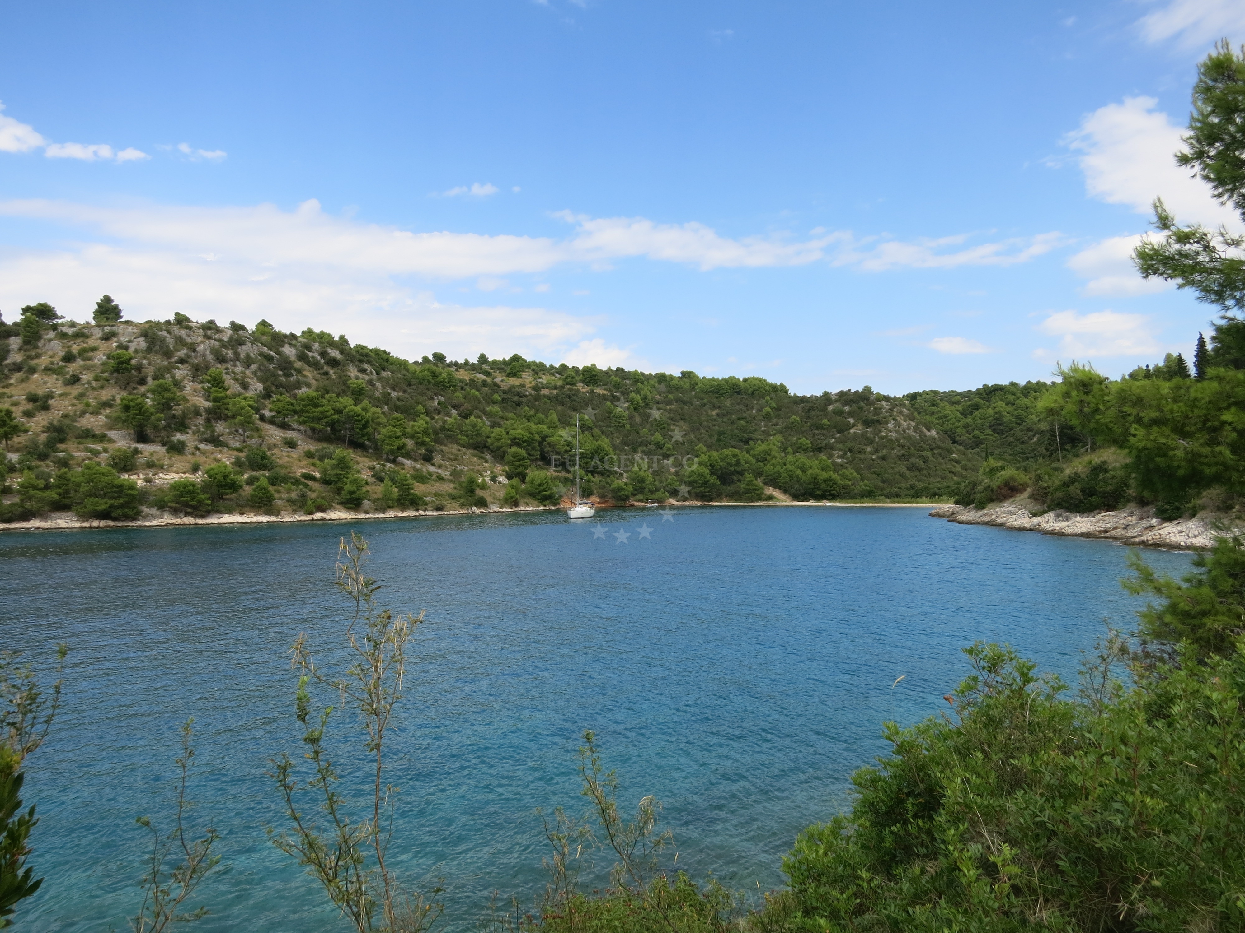Sailboats anchored in Stiniva Bay, Brač Island