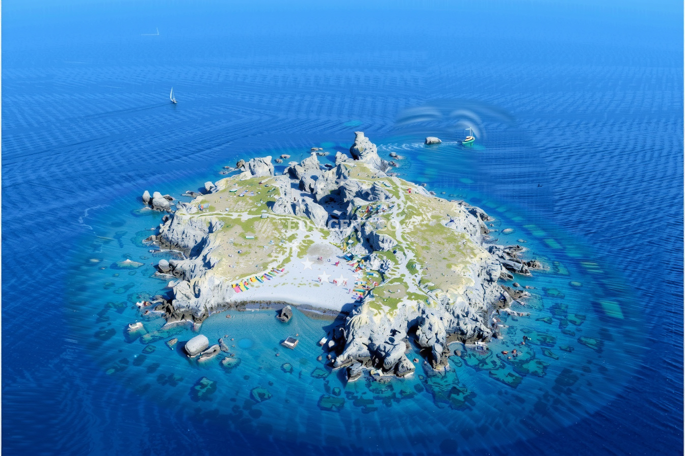 Bisevo Island with clear waters and limestone cliffs in the Adriatic Sea