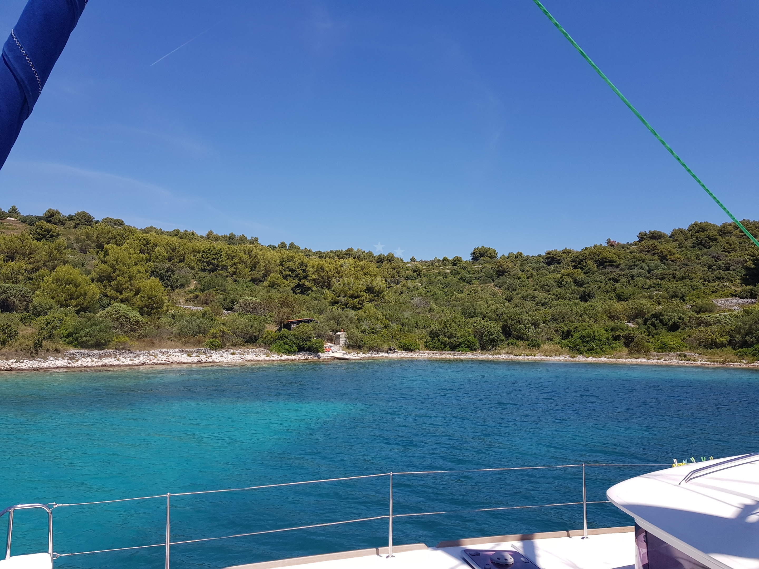 Anchorage on Ciovo Island with yachts moored near Sv. Fumija