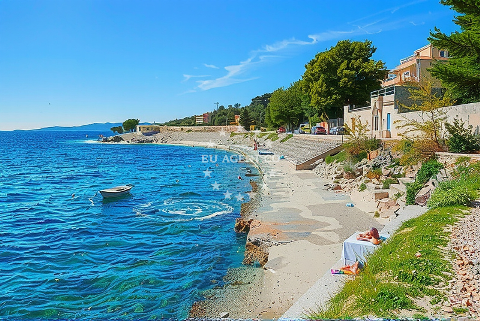 Panoramic view of Ciovo Island from Movrarstica anchorage