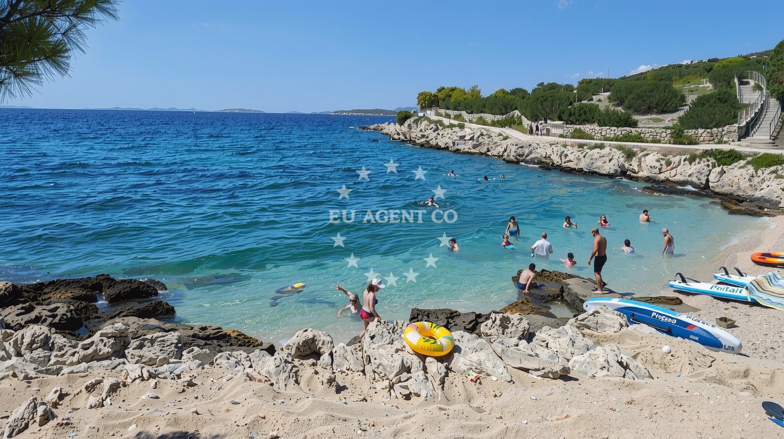 Dolac Beach, Central Dalmatia, Croatia with clear waters and coastal views