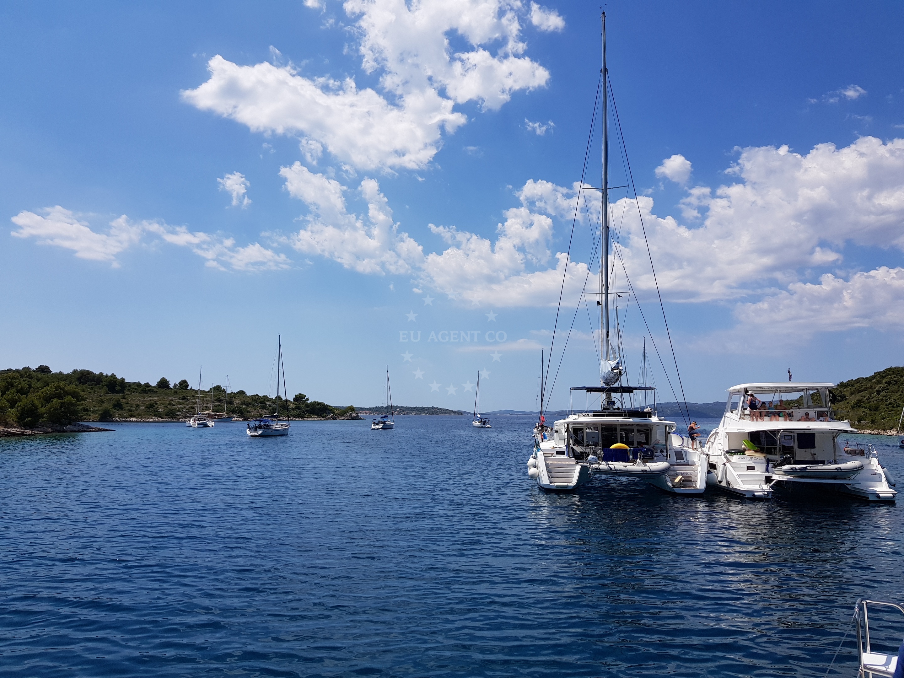 Sailboat anchoring at Drvenik Veli, Central Dalmatia