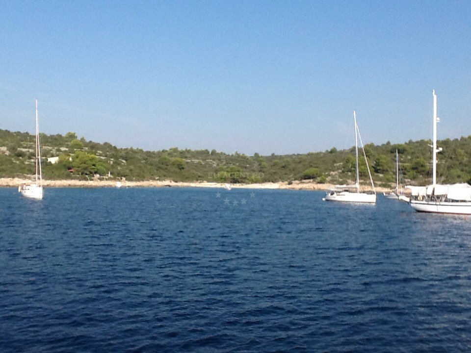 Anchorage on Drvenik Veli Island, Croatia with calm waters and nearby Solinska Beach