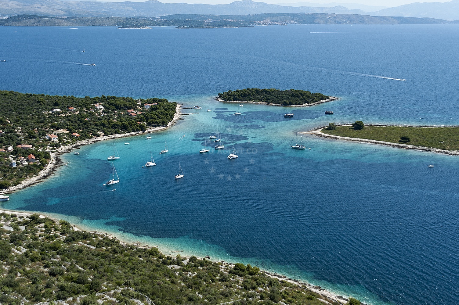 Shallow anchorage on Drvenik Veli with views of Krknjasi islands