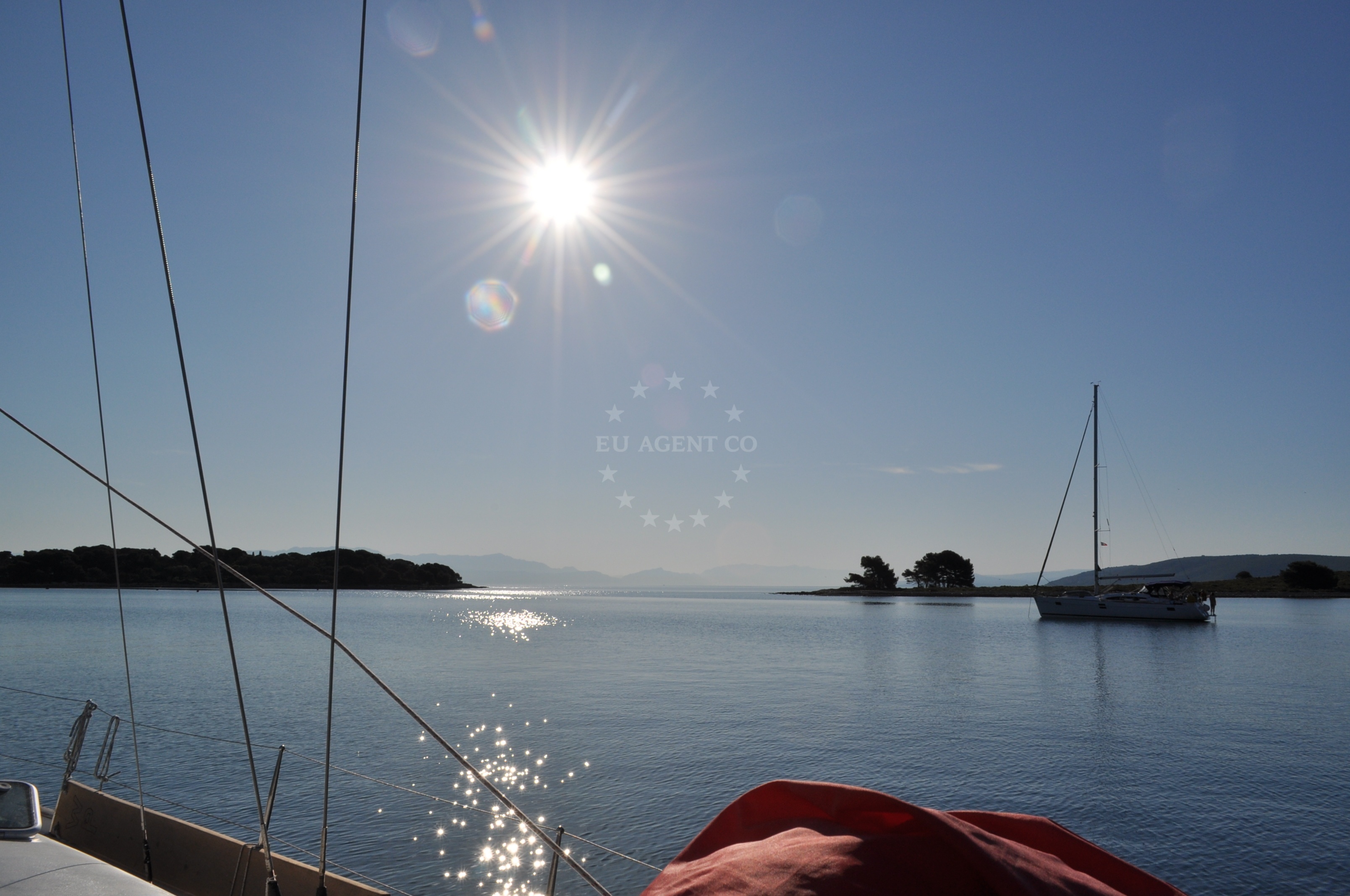 Boats anchored in Drvenik Veli with Krknjasi islets in the background