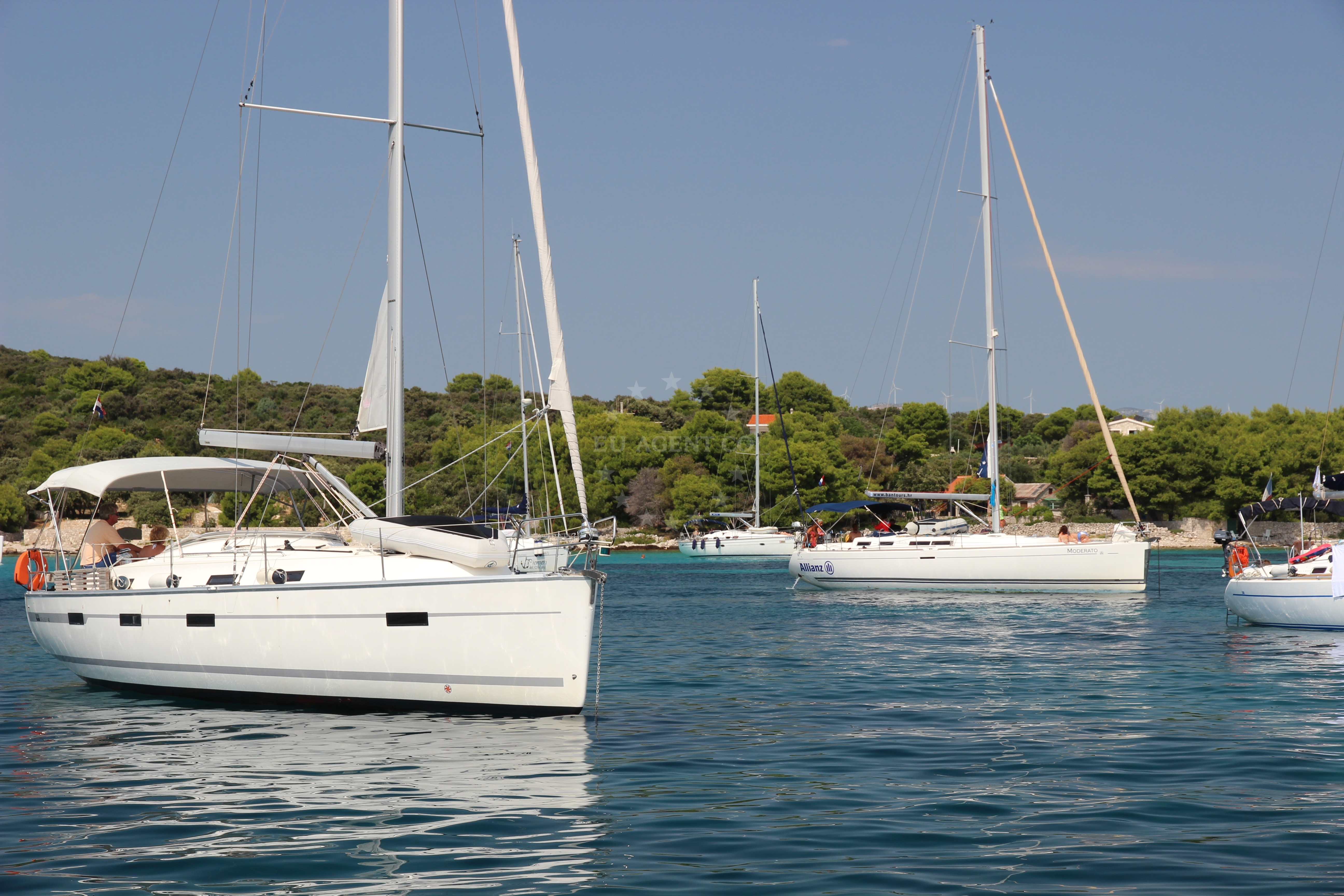 Anchorage on Drvenik Veli Island with calm waters and nearby shoreline