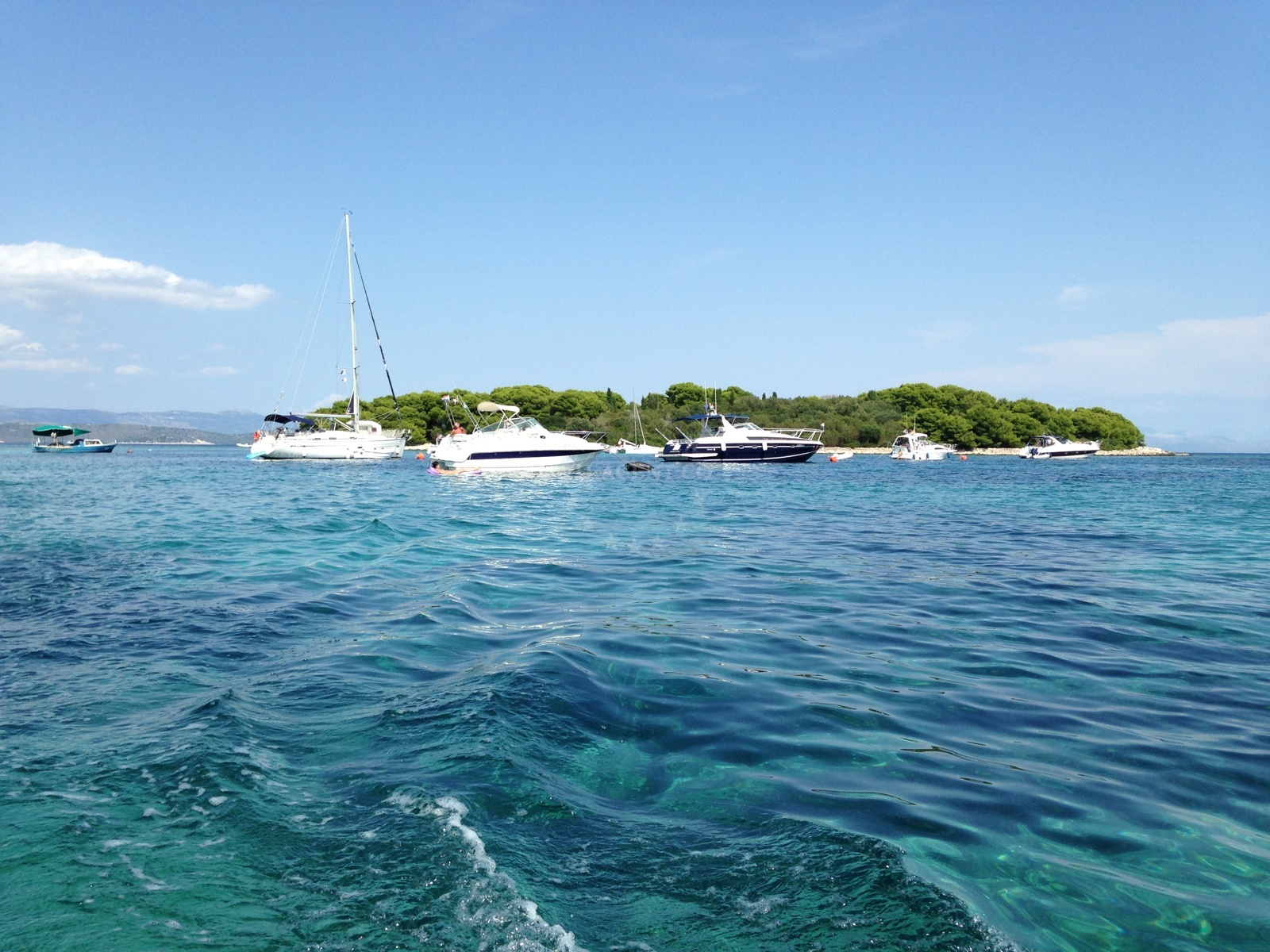 Shallow waters of Krknjasi Anchorage with surrounding islands