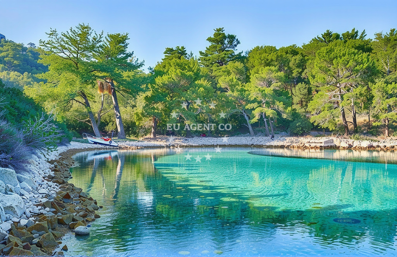 Anchorage on Hvar Island B728 with sandy seabed and seaweed patches