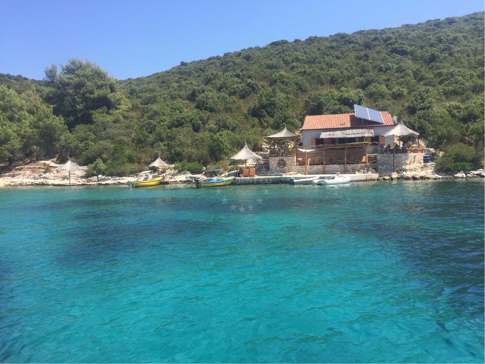 Anchorage on Hvar Island with calm waters and nearby Vela Garska