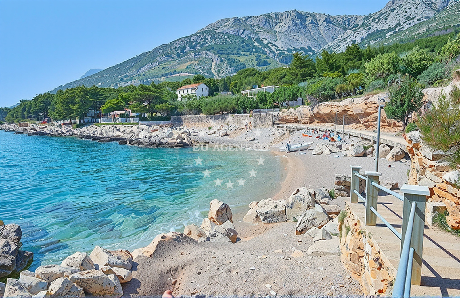 Anchorage on Hvar Island, Central Dalmatia, Croatia with calm waters and surrounding coastline