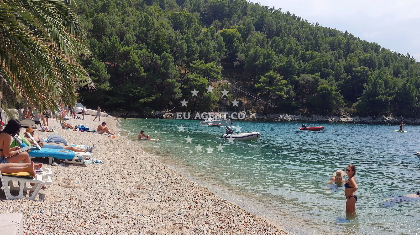 Bogomolje Anchorage on Hvar, Croatia with calm waters and sandy seabed