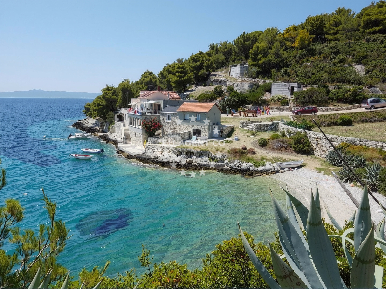 Medvidina Bay near Dugi Dolac anchorage with clear waters and rocky shore