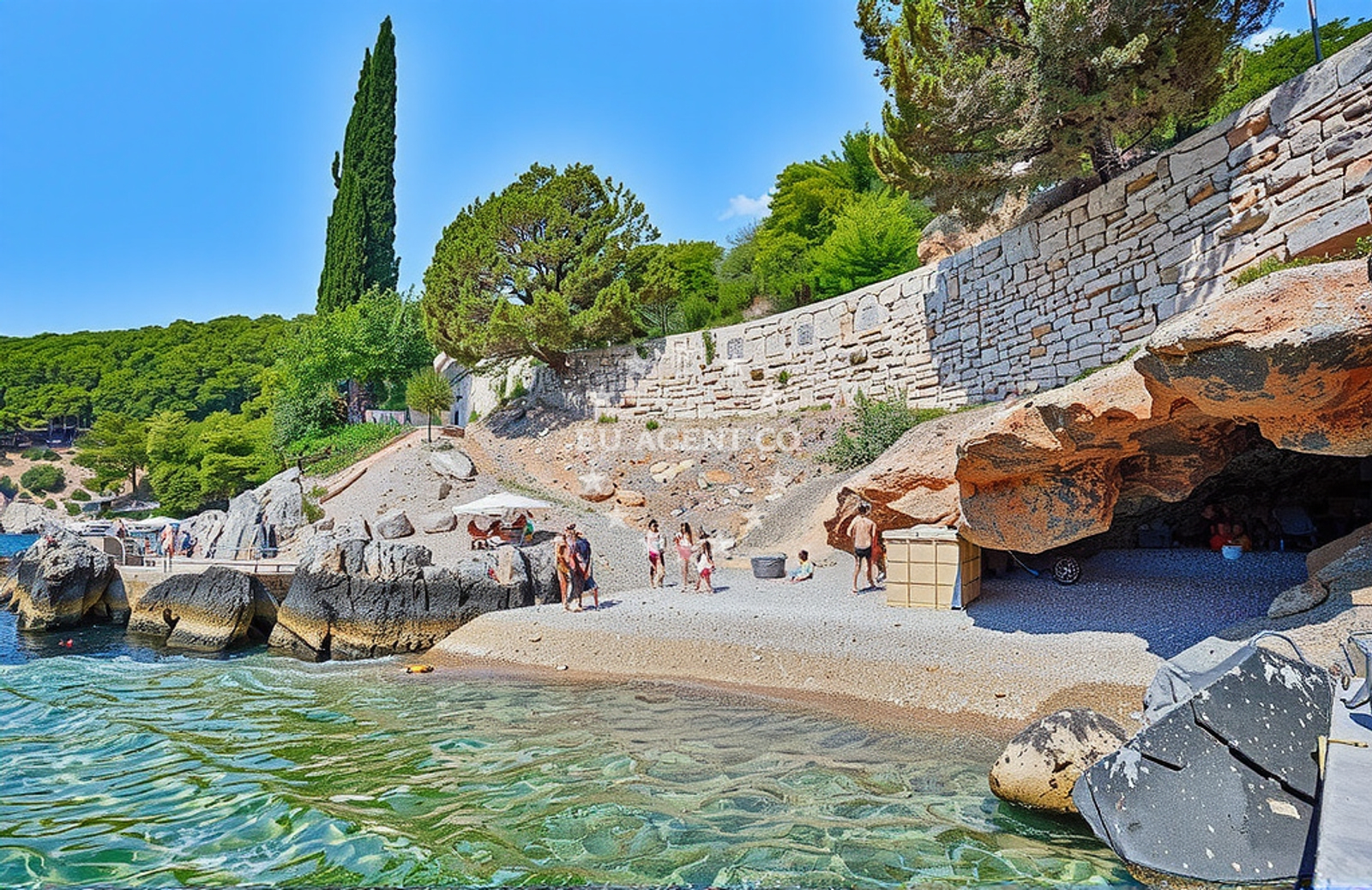 Anchorage in Gdinj, Hvar with Lučica Bay in the background
