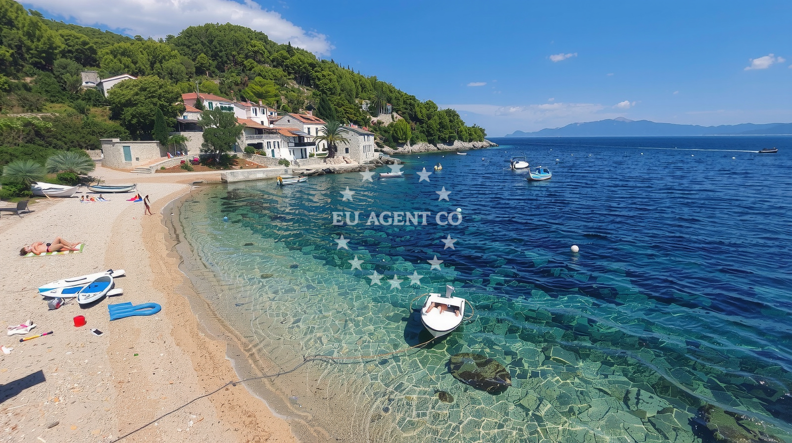 Sailboat anchored near Torac, Hvar, Croatia