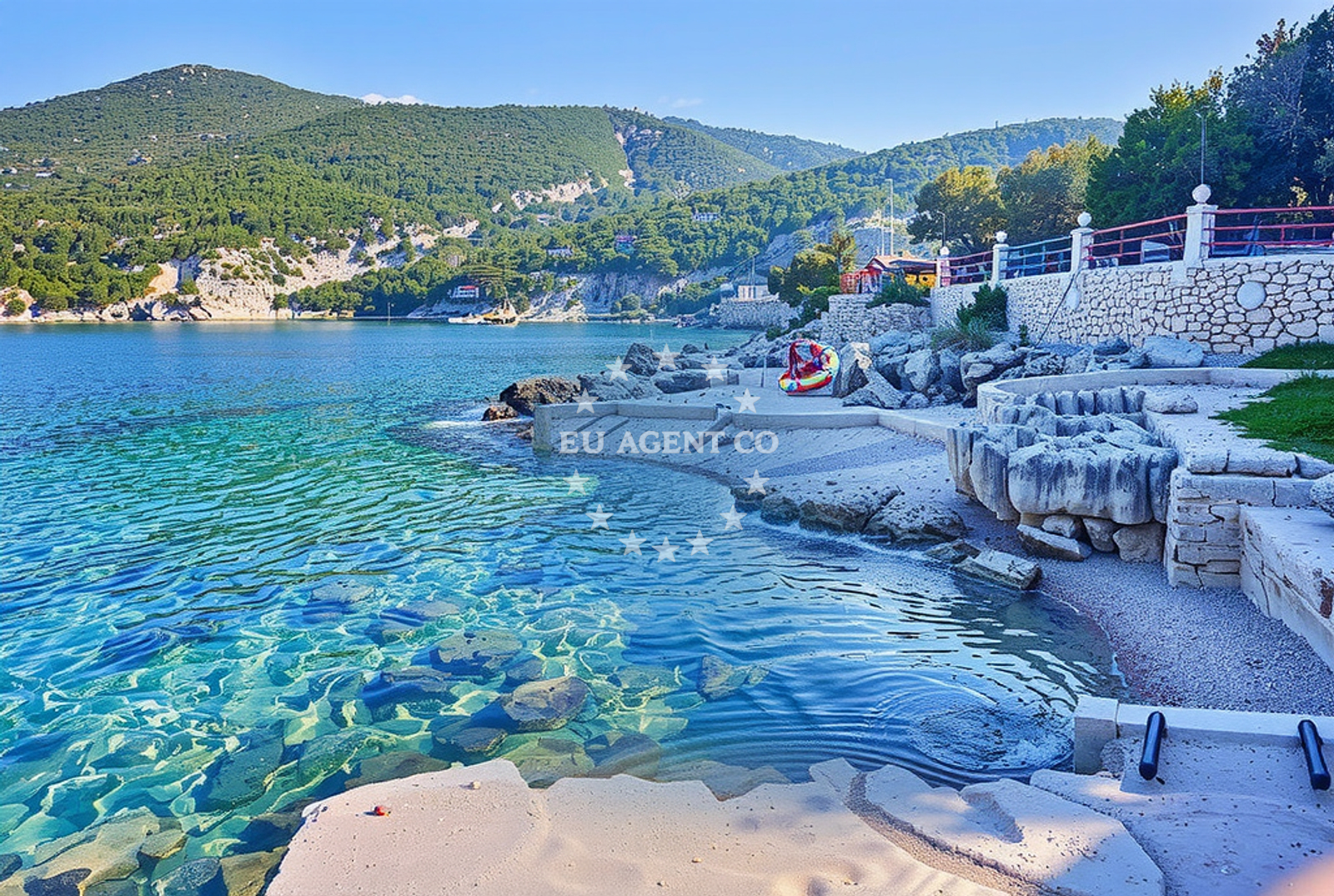 Anchorage in Pokrivenik, Hvar, Croatia with calm waters and nearby Restaurant Preza quay