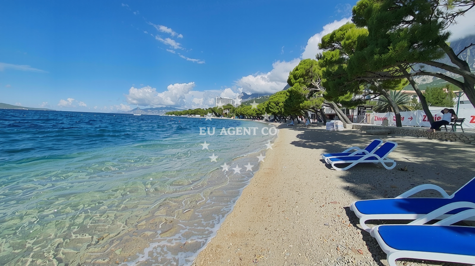 Anchorage in Makarska, Central Dalmatia, Croatia with calm waters and nearby Donja Luka Beach