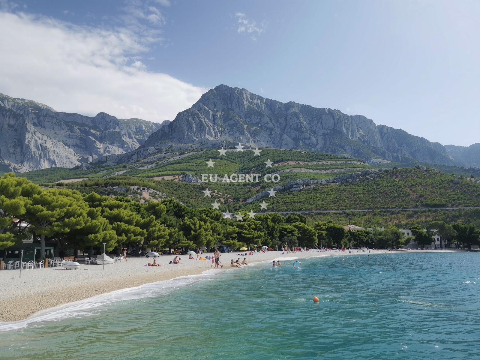 Anchorage in Promajna, Central Dalmatia, Croatia with calm waters and distant coastal views