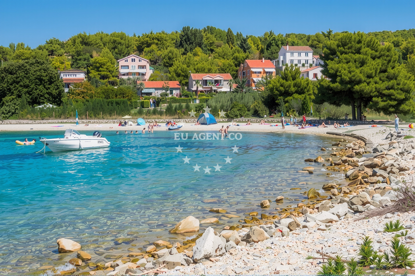 Coastal view near Sepurine anchorage in Prvić Šepurine on the island Prvić, Croatia