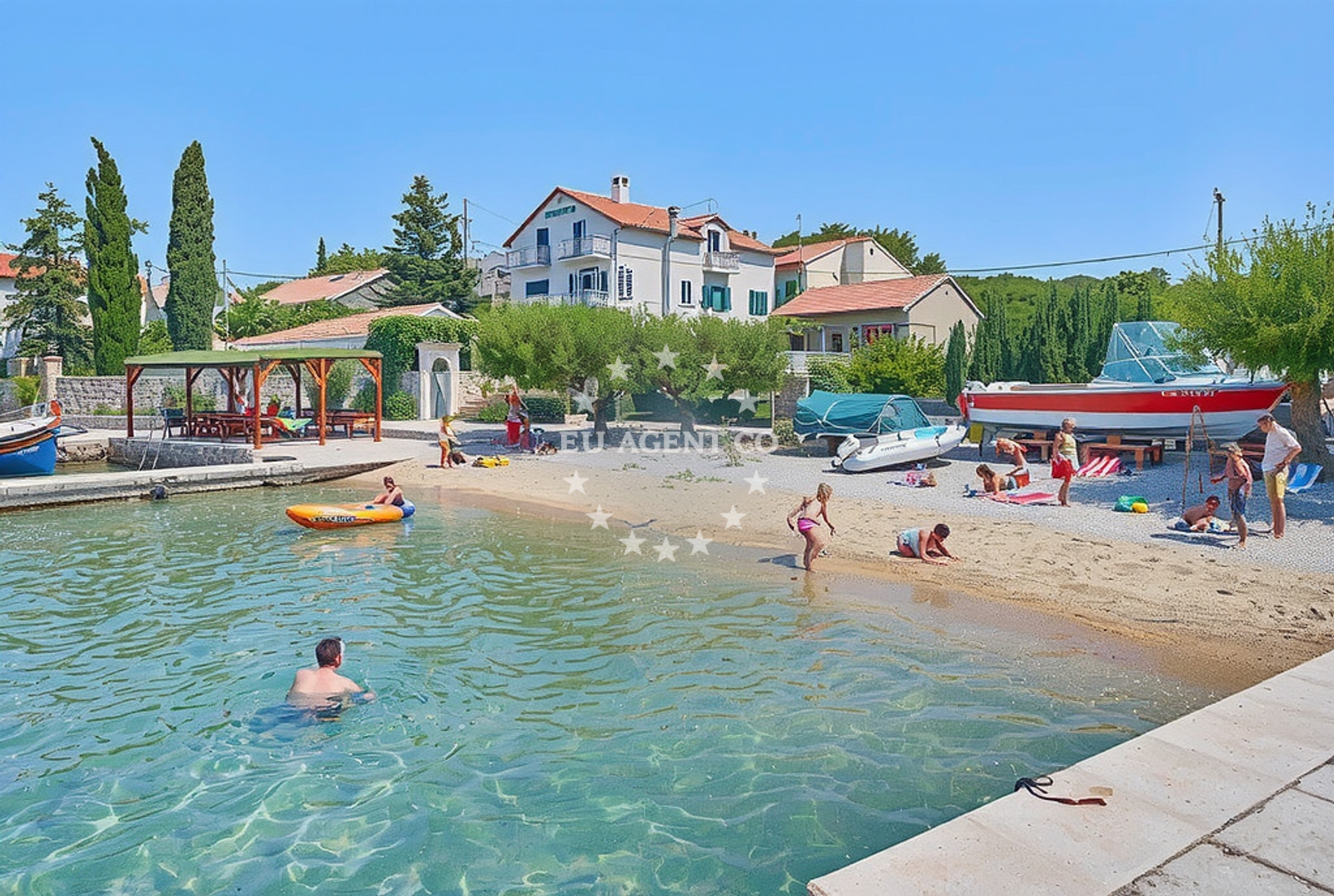 Coastal view near Sepurine anchorage in Prvić Šepurine on the island Prvić, Croatia