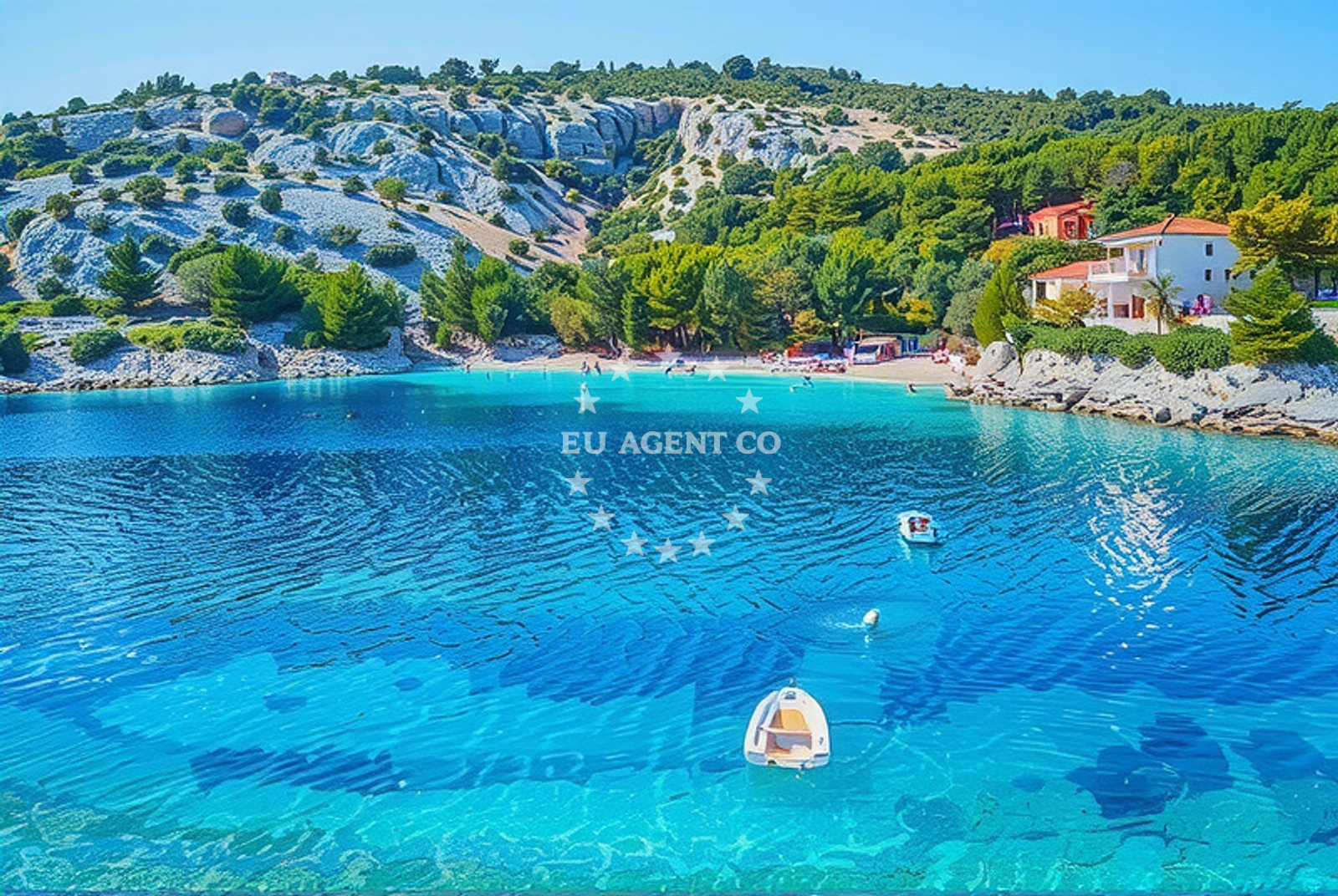 Anchorage in Razanj, Central Dalmatia, Croatia with calm waters and nearby Stivančica