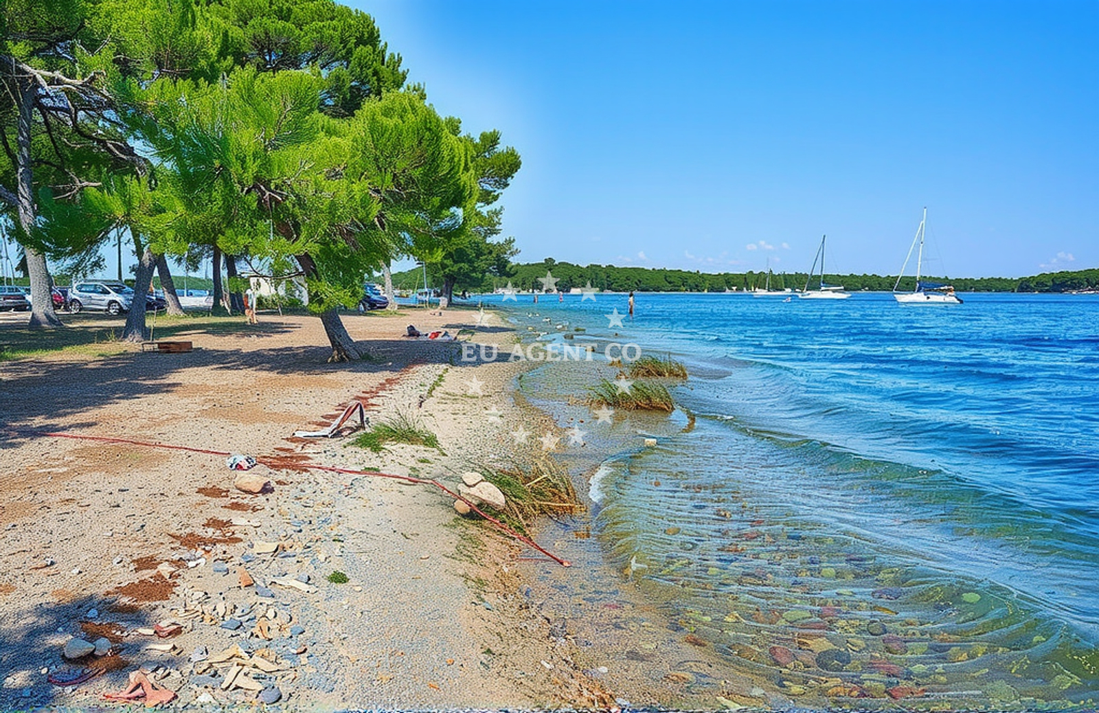 Šenišna Beach near Šibenik anchorage, offering clear waters and scenic views