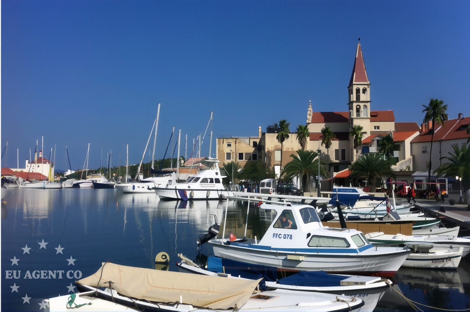 Anchorage on Šolta Island, Croatia with calm waters and sandy seabed