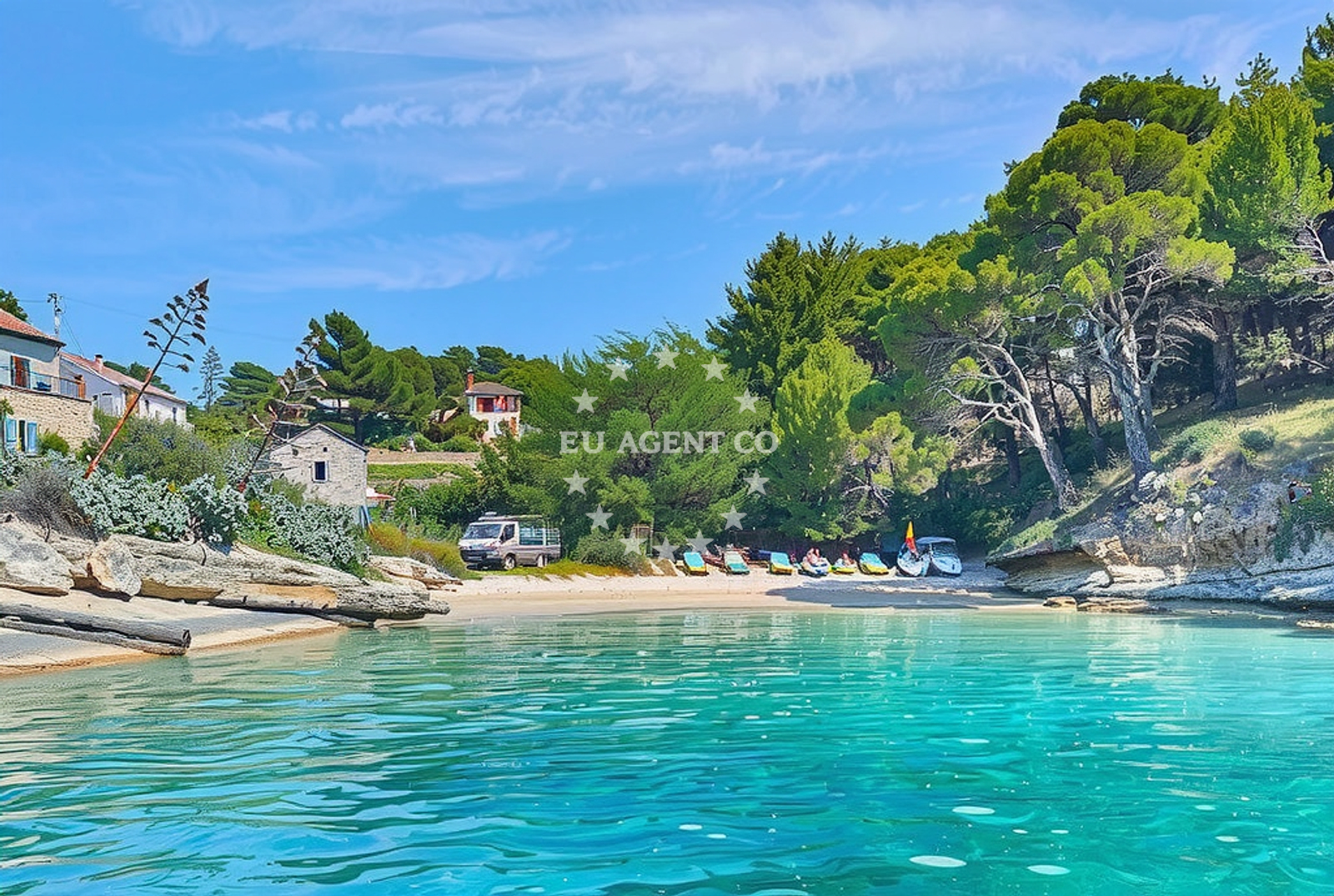 Sailboats anchored at Slatina, Svetac, Central Dalmatia