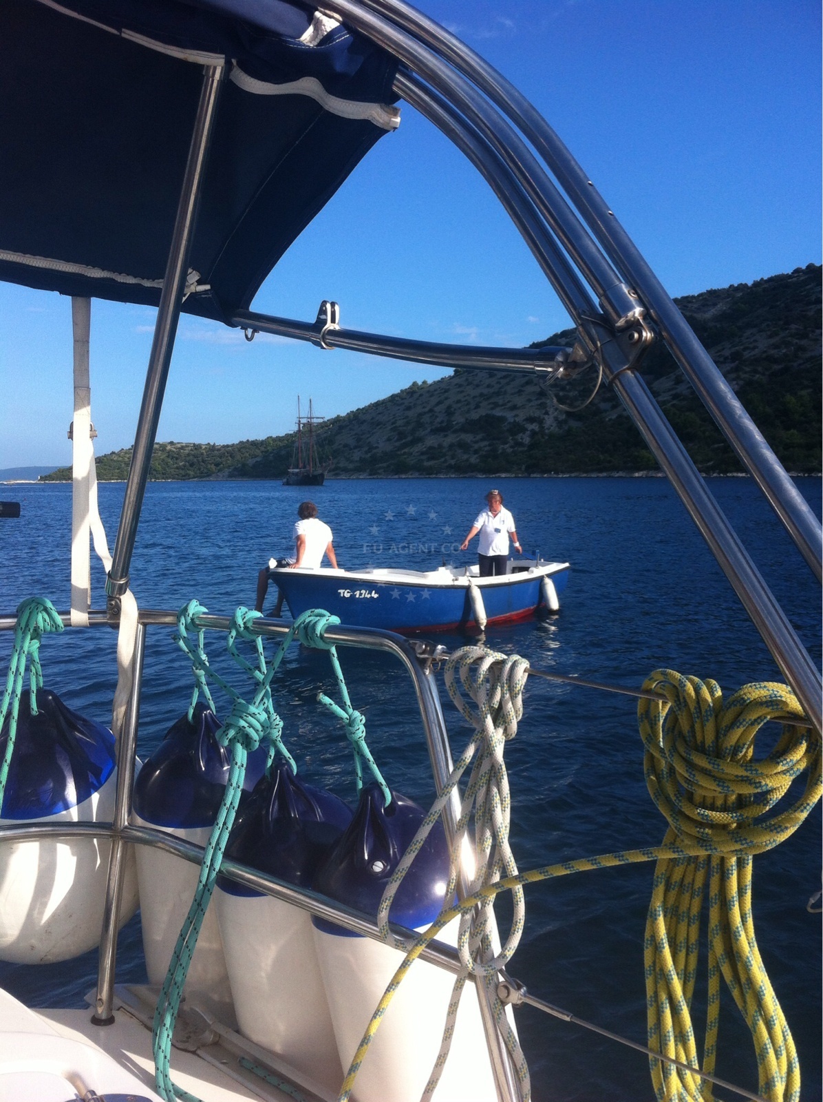 Sailboats anchored at Vinisce Bay, Croatia