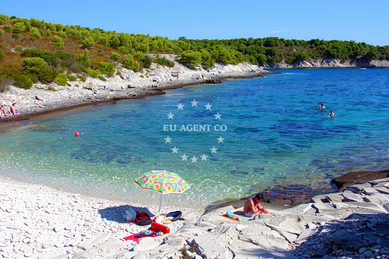 Anchorage 9C3F on Vis Island, Croatia with stone seabed and calm waters