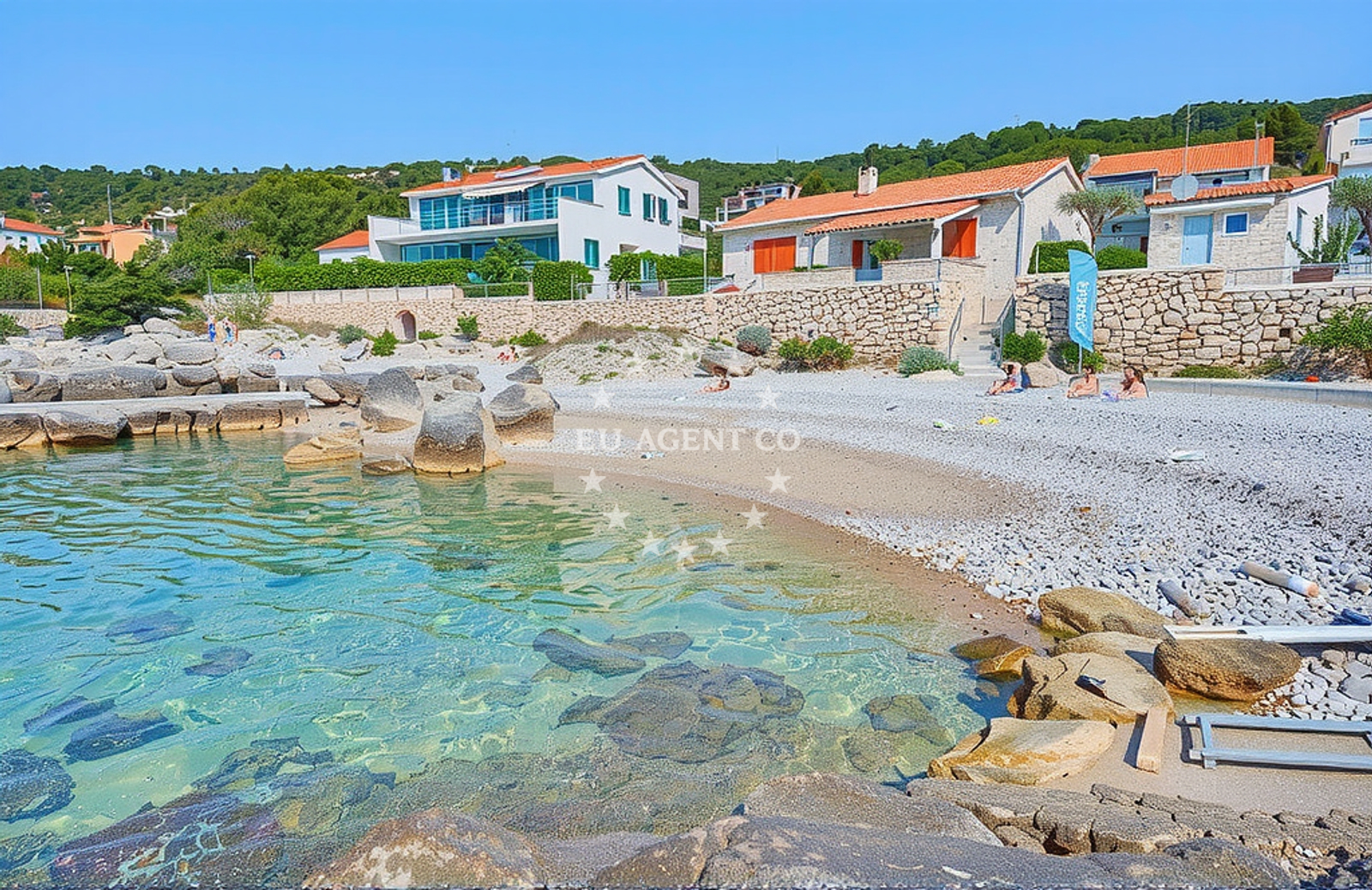 Zaglav Beach on Vis Island, Croatia, with clear waters and rocky shoreline