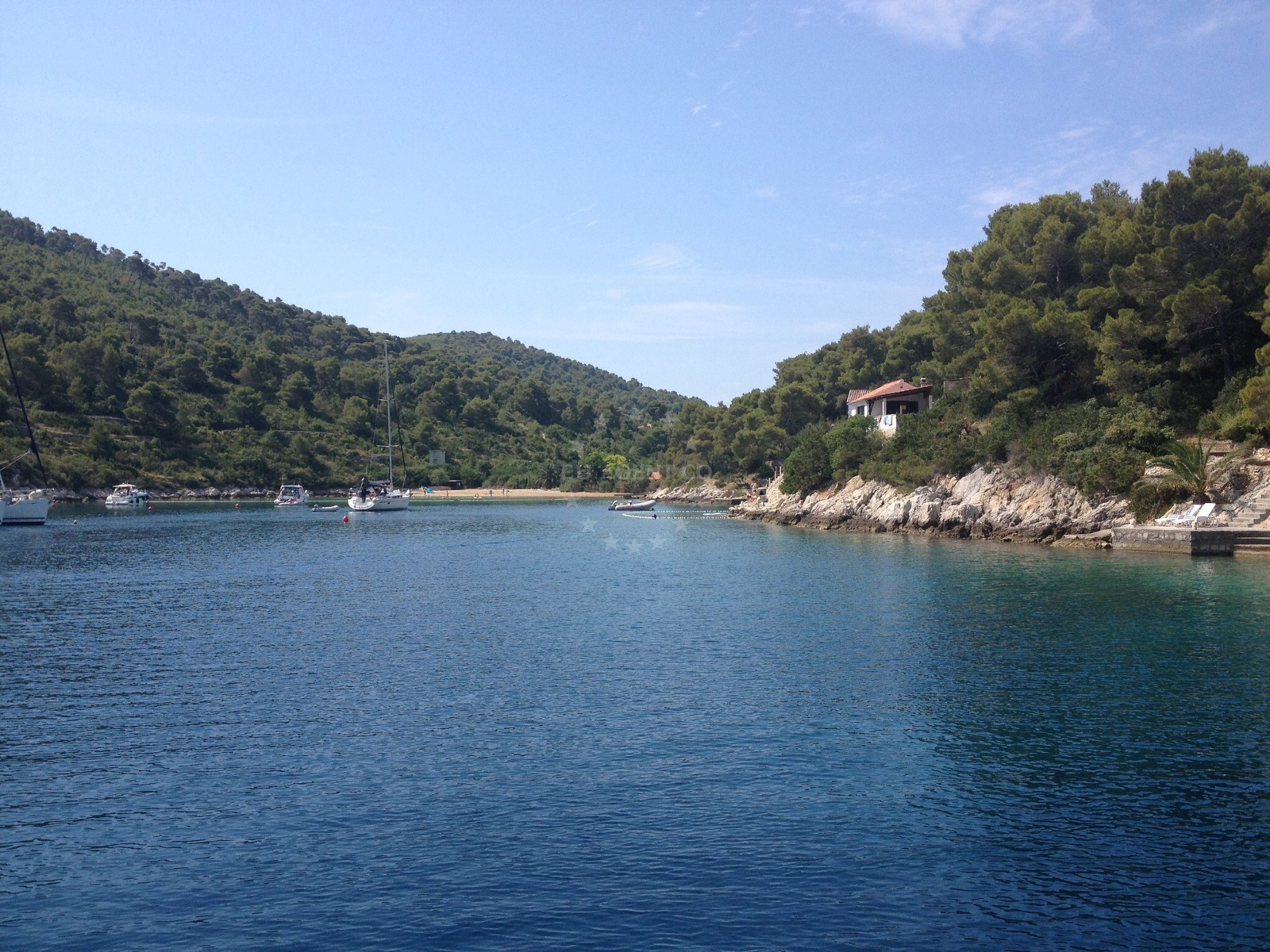 Stoncica Anchorage on Vis Island, Croatia with steep seabed slope