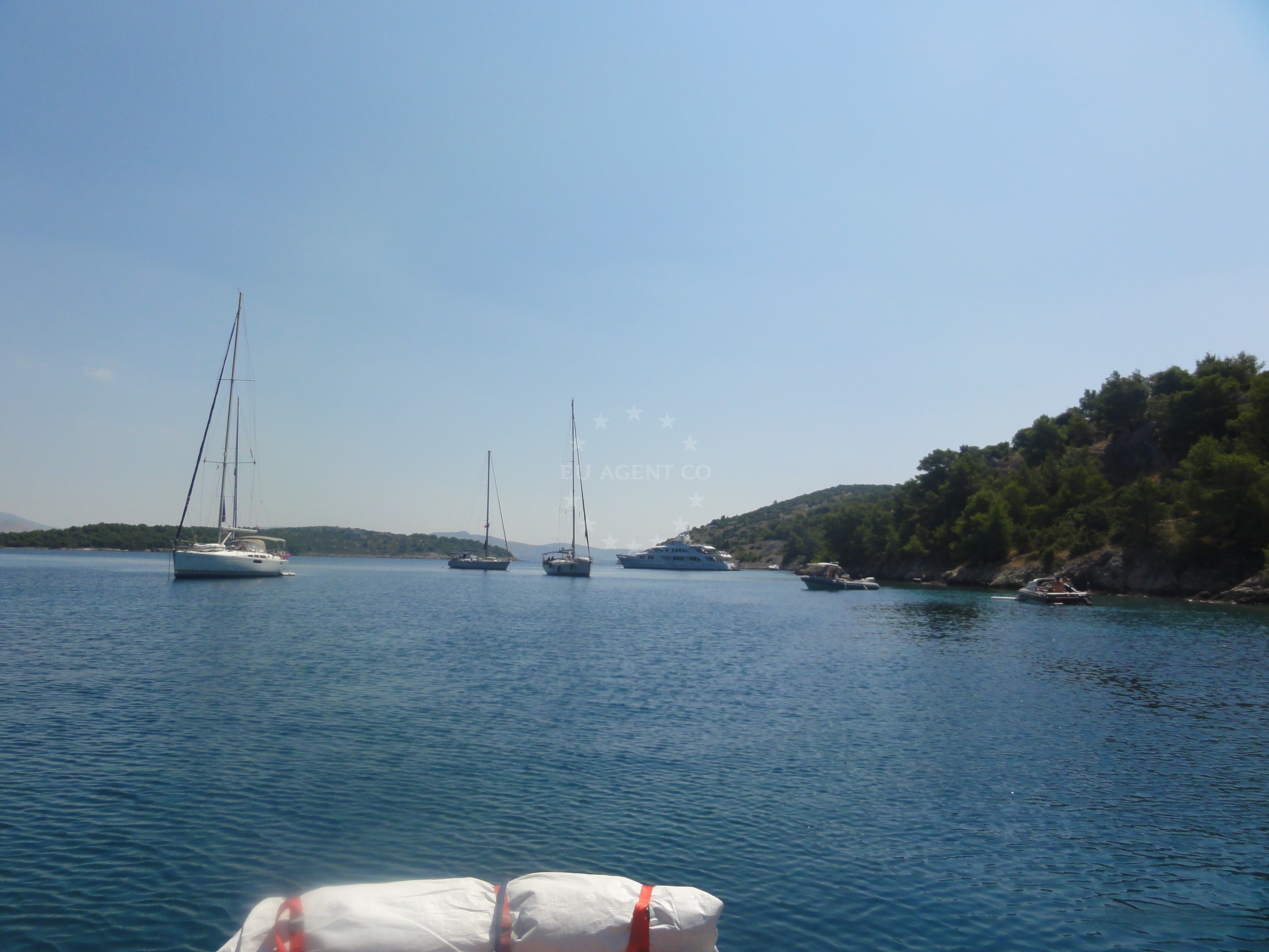 Anchorage on Zlarin Island with sandy seabed and distant views of Magarna