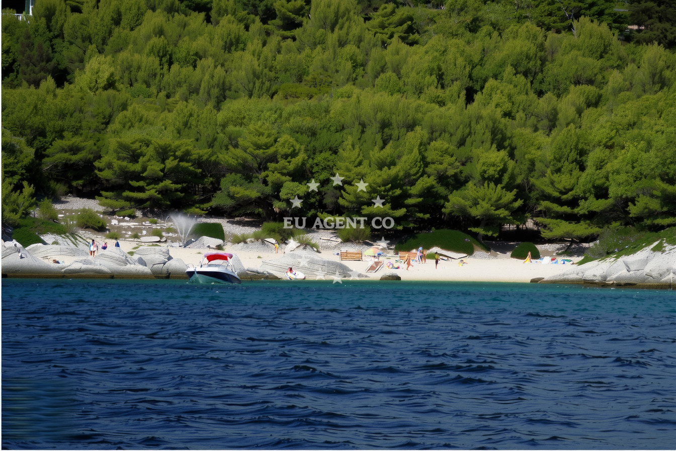 View of Zmajan Island and nearby marinas in Central Dalmatia