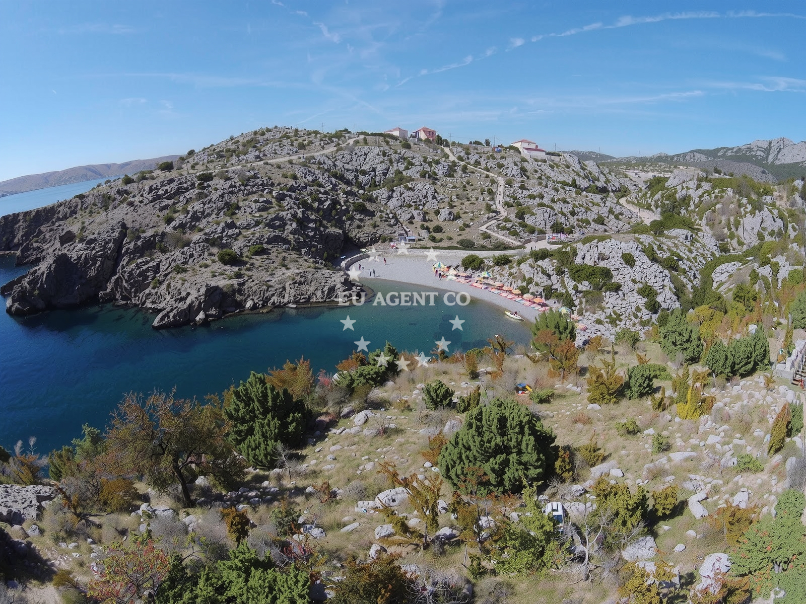Cesarica Anchorage in Istria, Croatia, with calm waters and nearby Drenovica