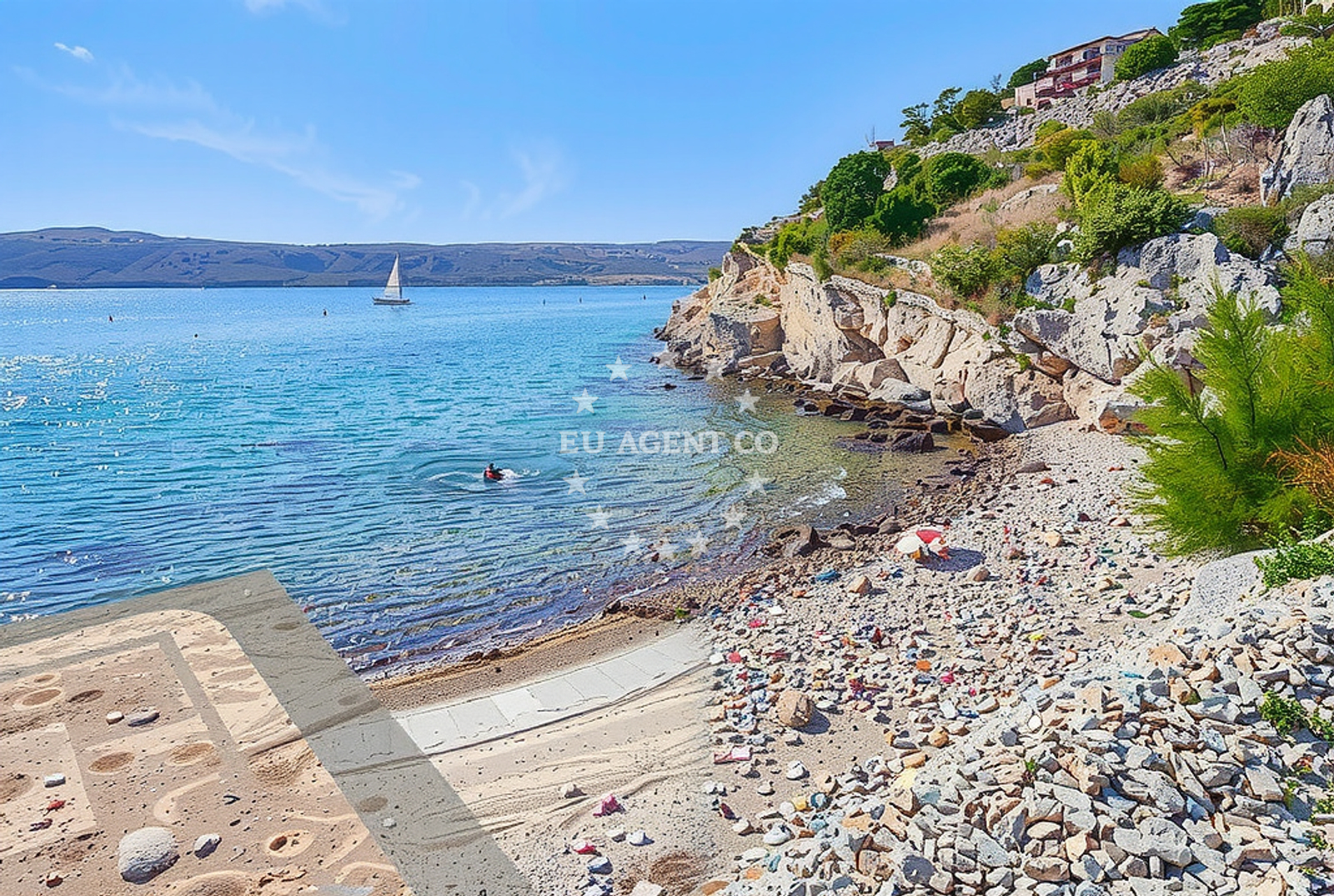 Yacht anchored near Smojveruša, Cesarica, Croatia