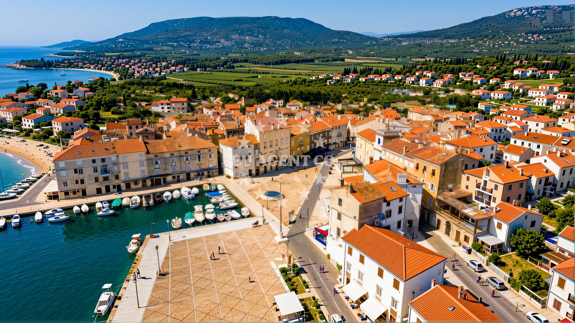 Anchorage on Cres Island, near Toverascica village, with calm Adriatic waters