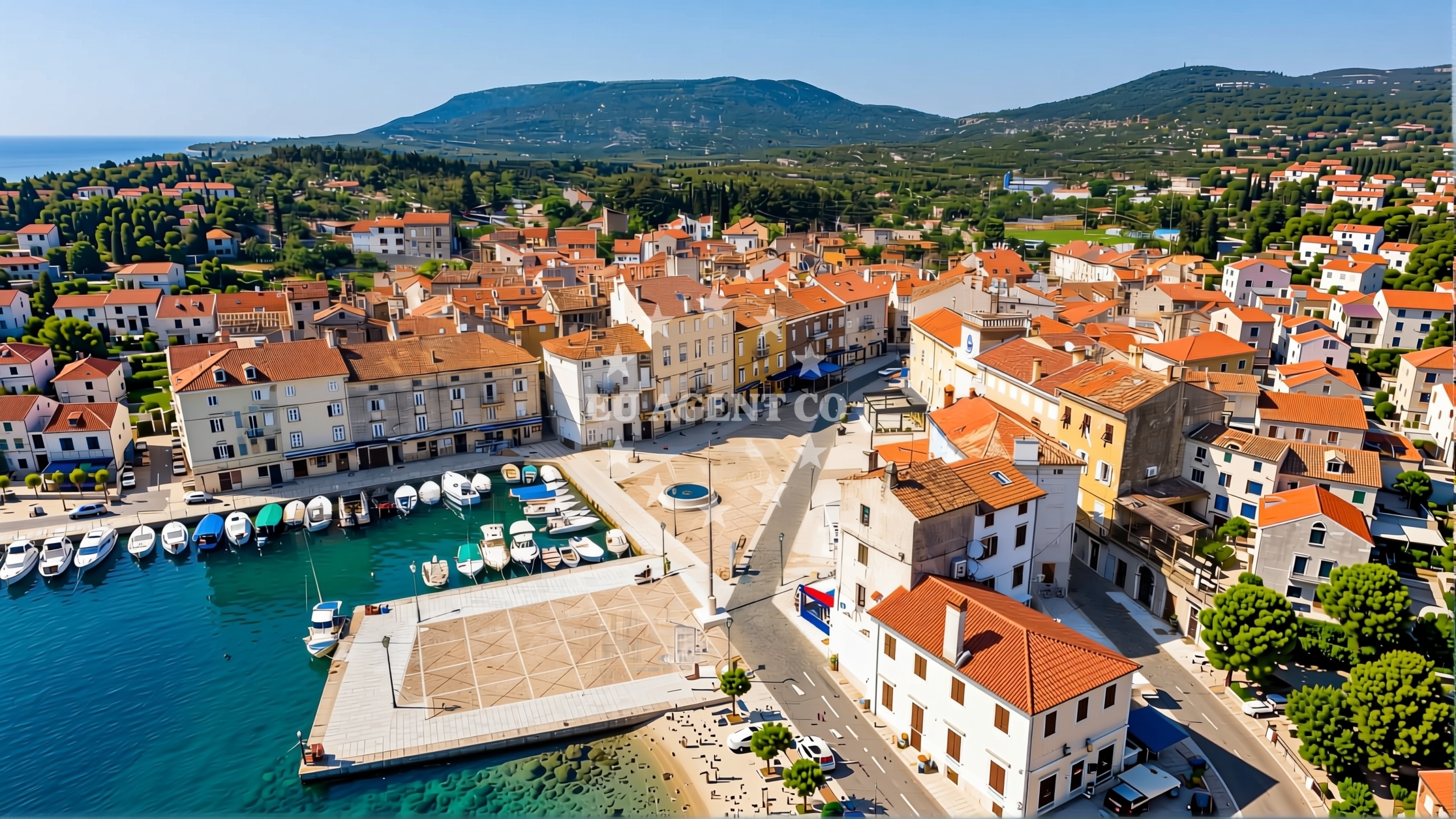 Anchorage near Strakacine on Cres Island, Croatia with clear waters and nearby coastline