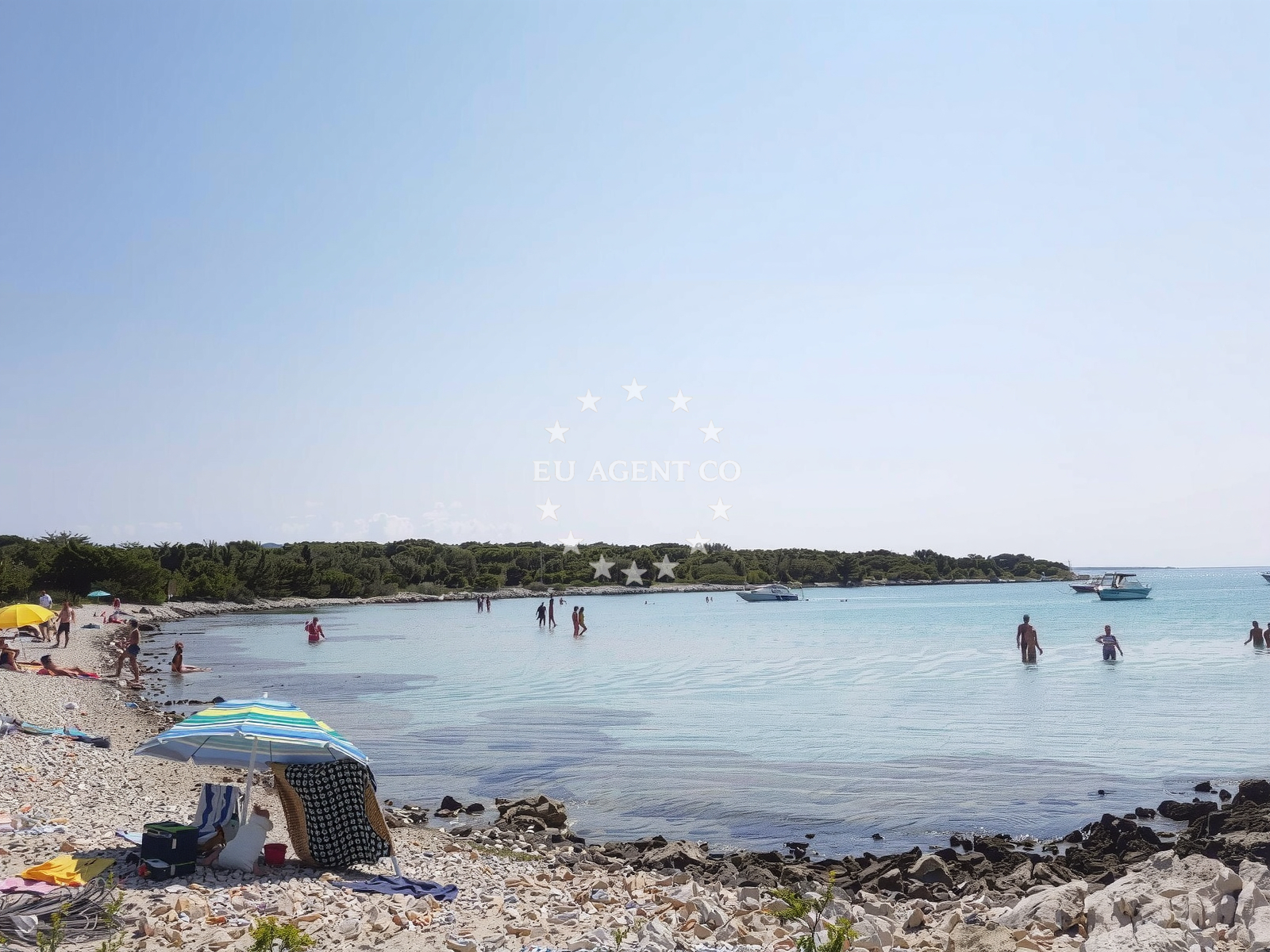 Anchorage on Cres Island, Croatia with clear waters and natural rock formations