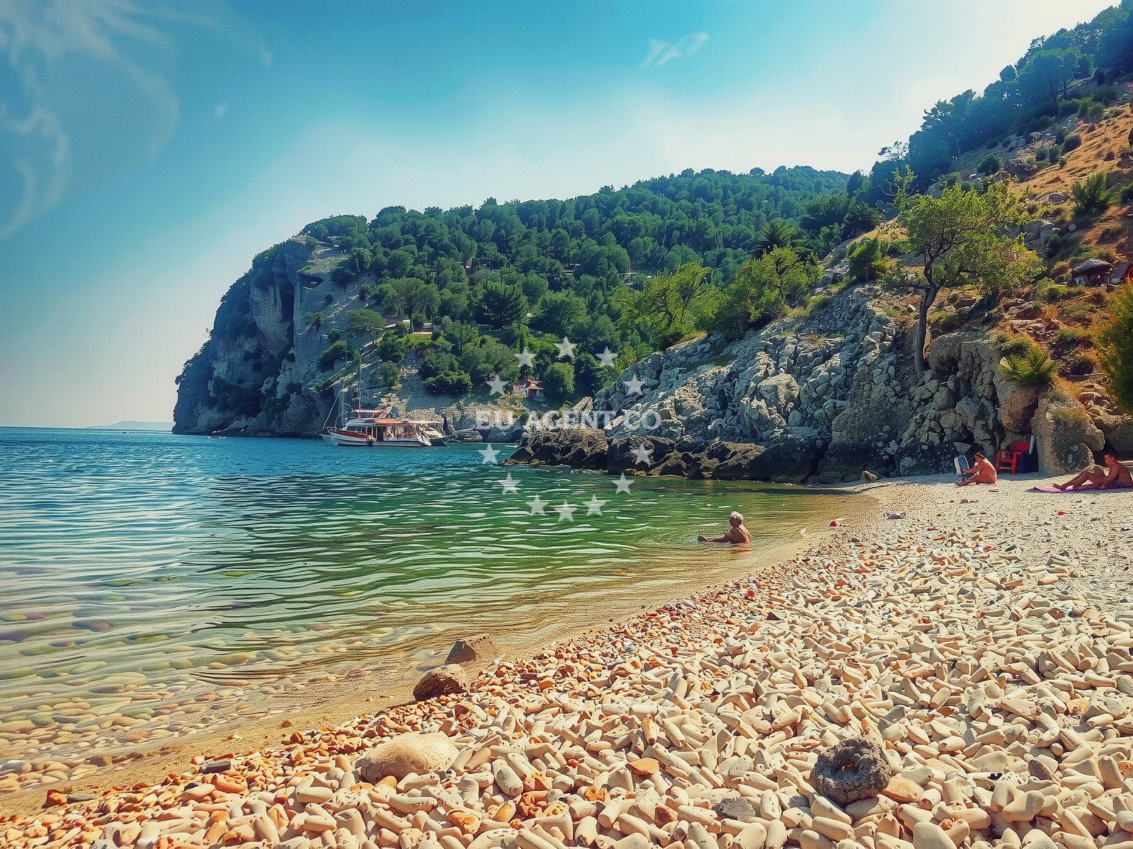 Beli Beach on the island of Cres, Croatia, with clear waters and rocky shoreline
