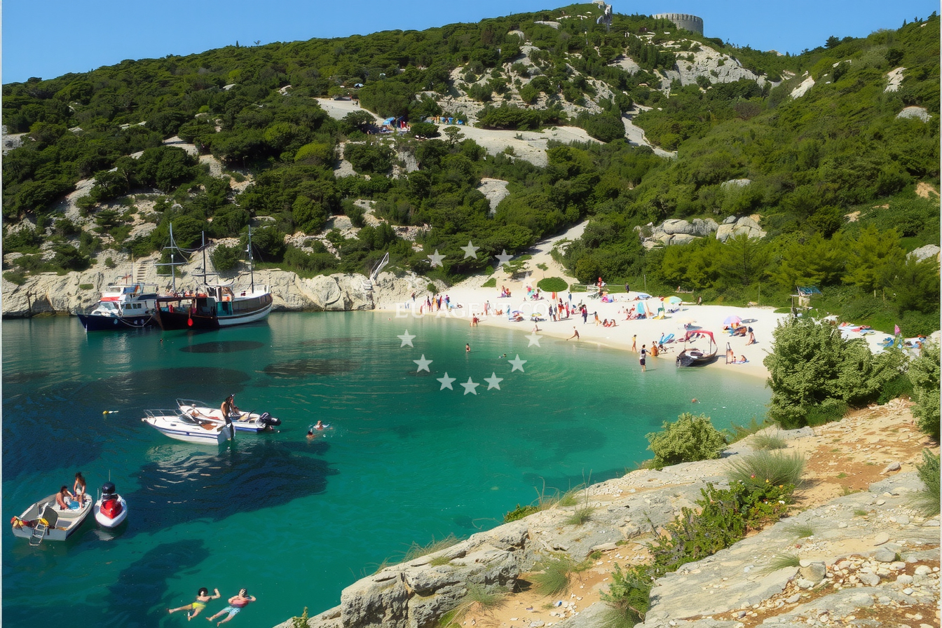 Pebble beach at Zanja Anchorage, Lubenice, Cres