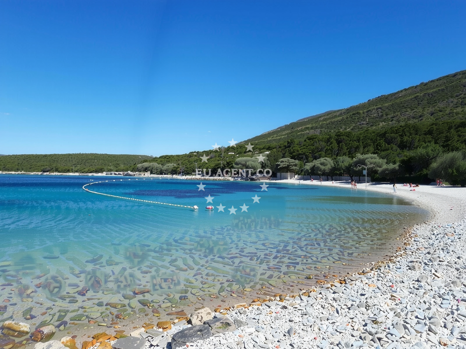 Anchorage in Martinscica, Cres, Croatia with calm waters and nearby coastal landscape