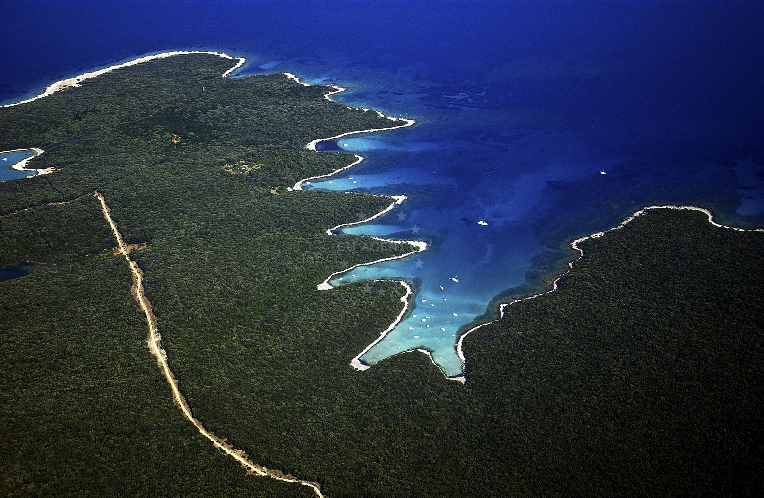 Meli Anchorage on Cres, Croatia with clear waters and sandy seabed