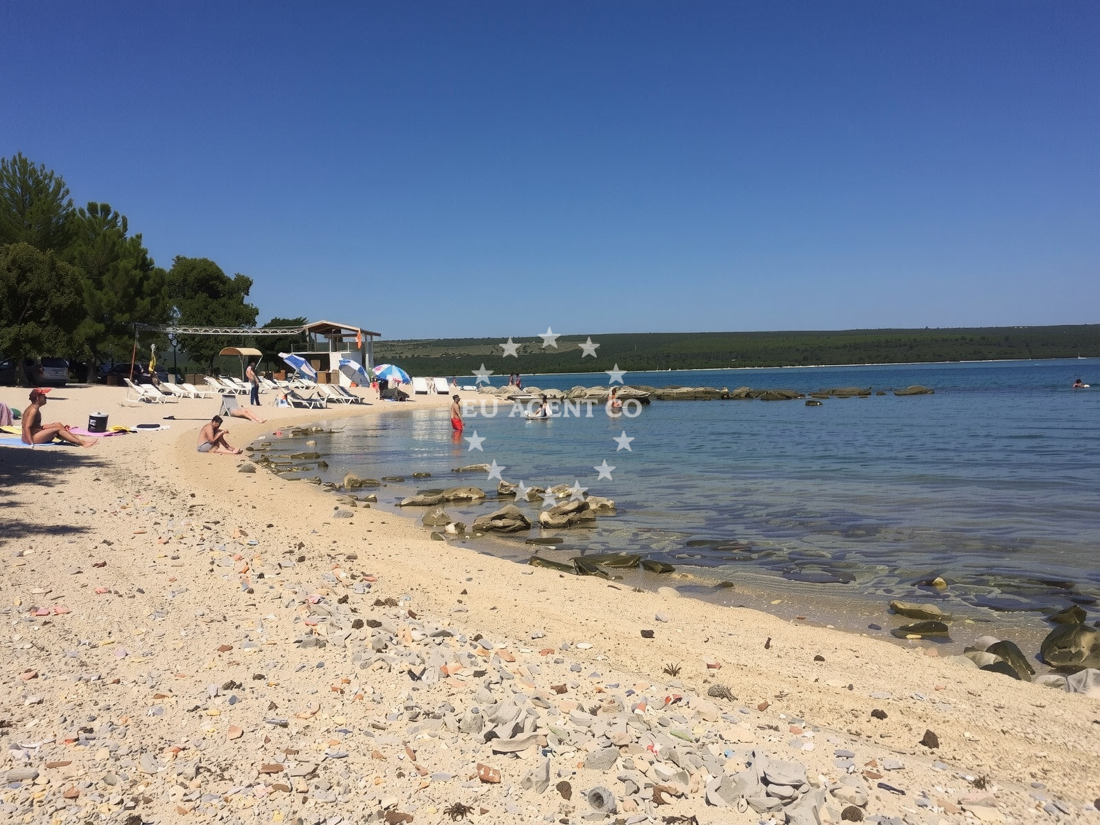 Anchorage in Osor, Cres, Croatia with calm waters and nearby Sonte village