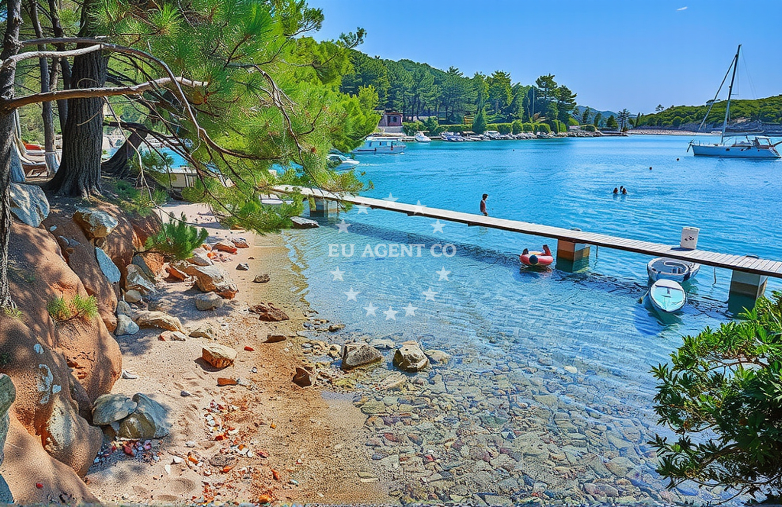 Osor town on the island of Cres, Croatia with views of the Adriatic Sea