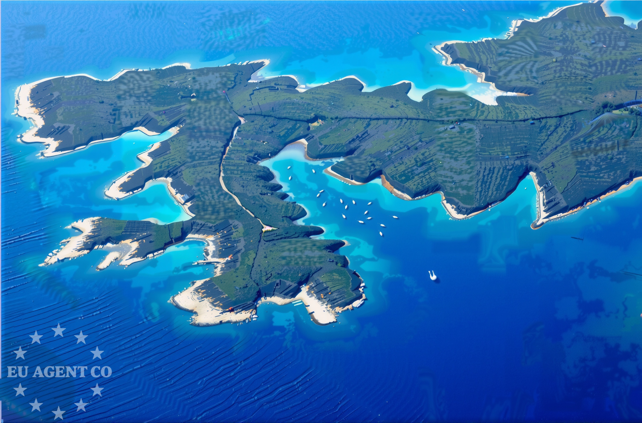 Punta Kriza anchorage on the island of Cres, Croatia, with calm waters and nearby Meraščica bay