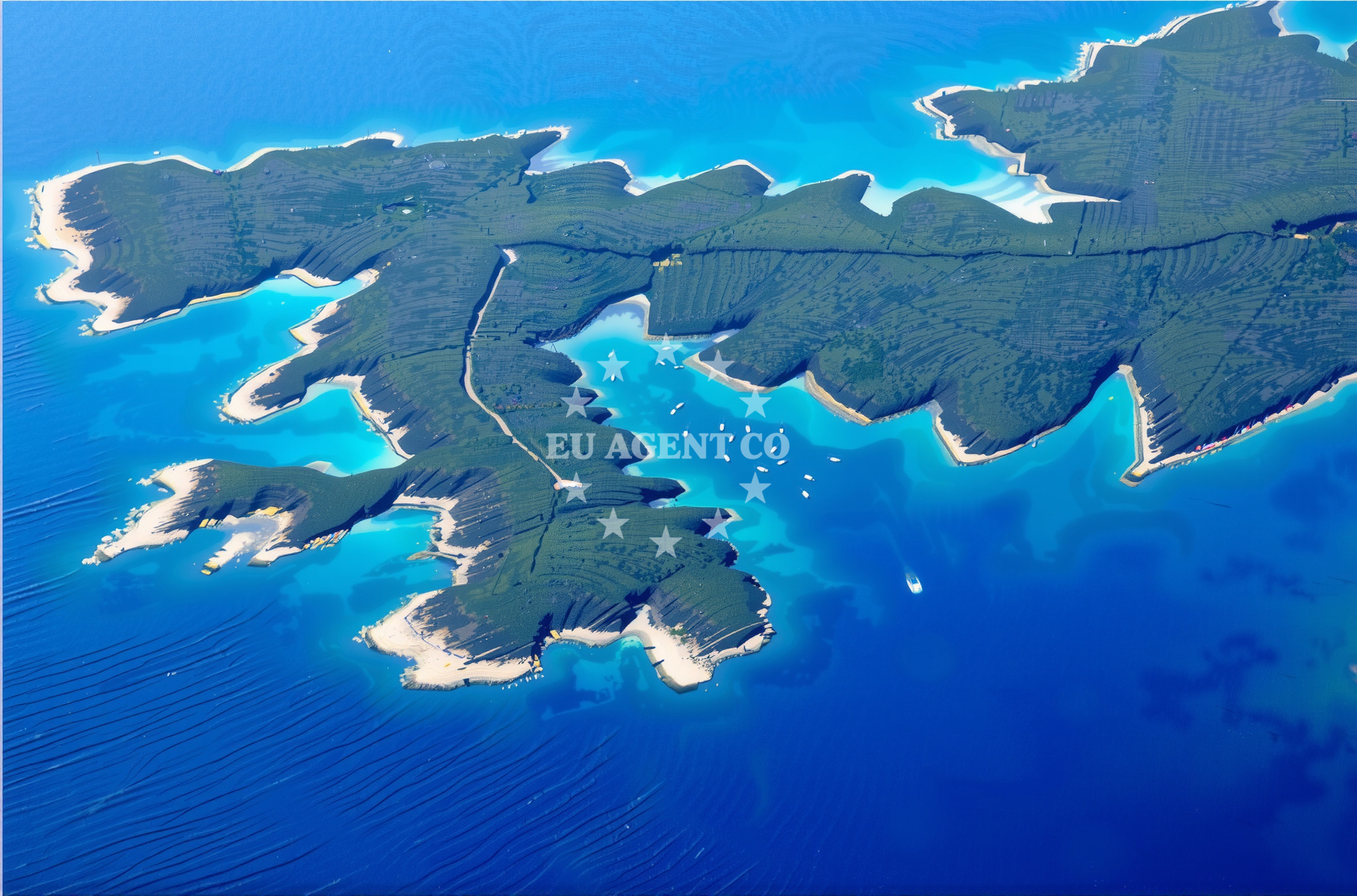 Panoramic view of the island of Cres from the anchorage in Punta Kriza