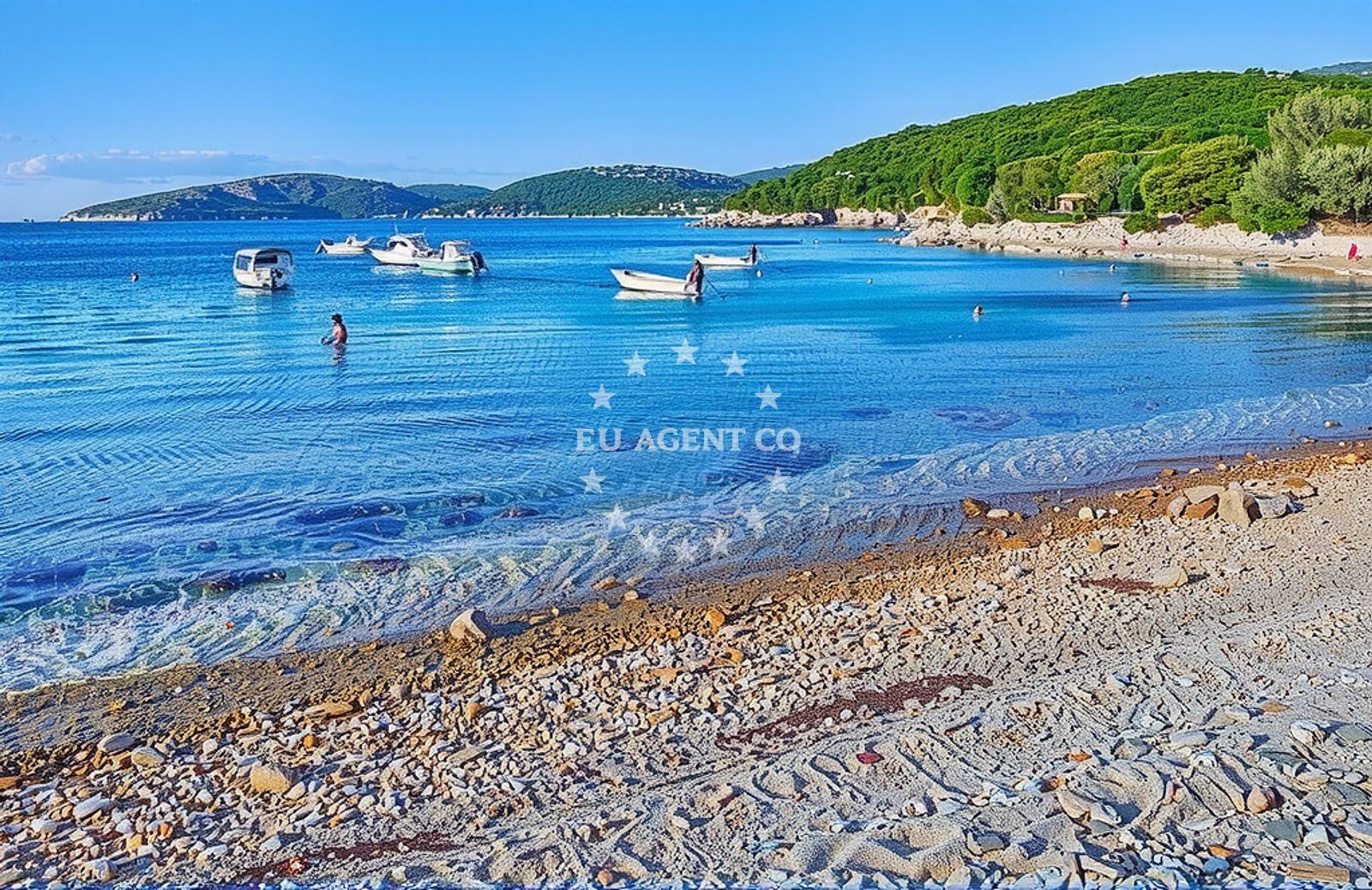 Anchorage in Ustrine, Cres with nearby Županja